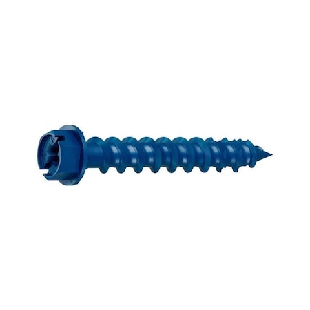Tapcon 1/4-inch x 1-3/4-inch Climaseal Blue Slotted Hex Head Concrete Screw Anchors w/Drill Bit, 100PK 3220H
